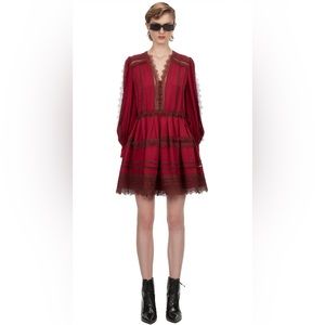 Self-Portrait Burgundy lace mini-dress (size 2)